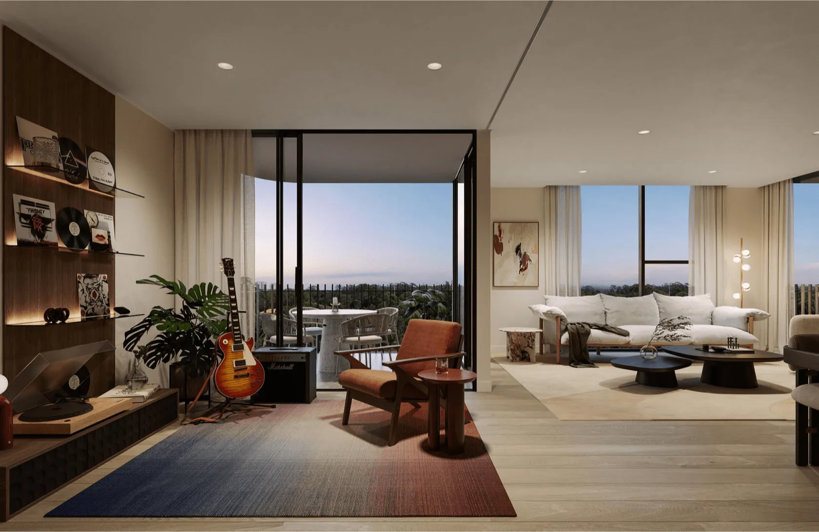 Modern Apartment Living Room with Balcony at Macquarie Rise